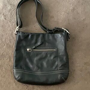 Coach shoulder bag, adjustable, black.